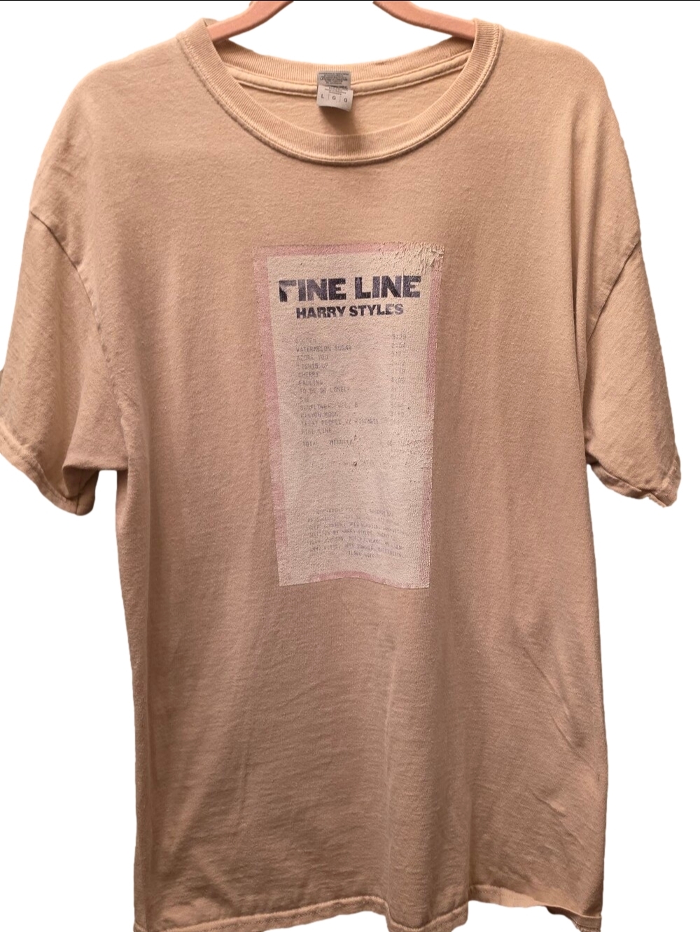 Harry Styles Fine Line Receipt Graphic T-Shirt Large Beige Gildan Tour Fan Tee